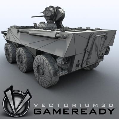 3D Model of Game-ready model of Chinese ZSL92 Wheeled Armoured Vehicle with 2 color schemes. Each scheme include: 3 RGB textures (hull,turret,wheels) and 1 RGBA texture (windows) - 3D Render 8